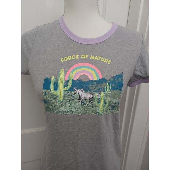 Girl's Arizona Brand Gray T-shirt Force of Nature Unicorn - Picture 2 of 7